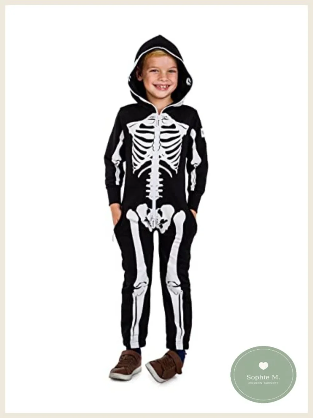 Kids Skeleton Halloween Costume Unisex Bone Print Jumpsuit